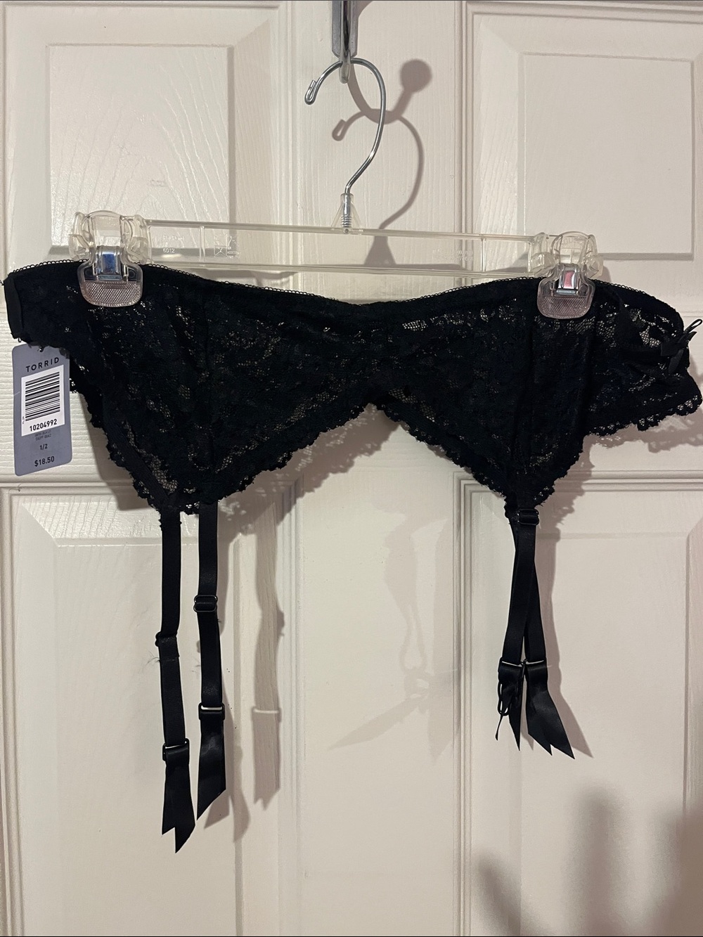 torrid Black Lace Garter Belt with Satin Straps